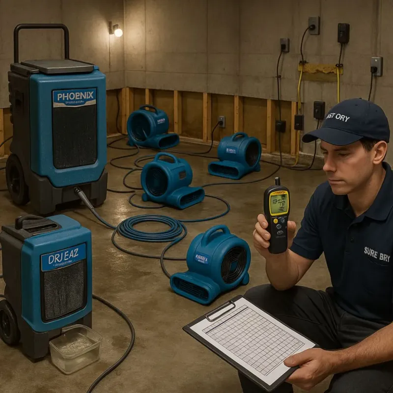 Structural Drying and Dehumidification process in Oak Hill, TN